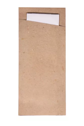 Etui na sztućce, kraft z białą serwetką