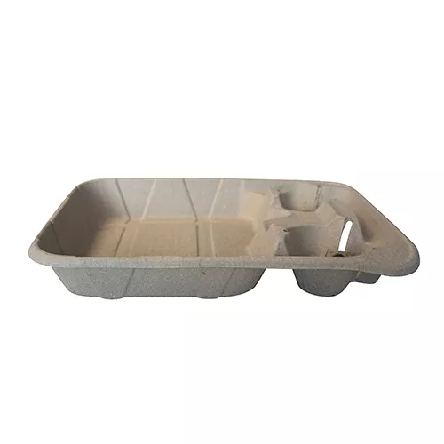 Taca z masy papierowej na 2 kubki + posiłek 33x26,6x4,7 cm