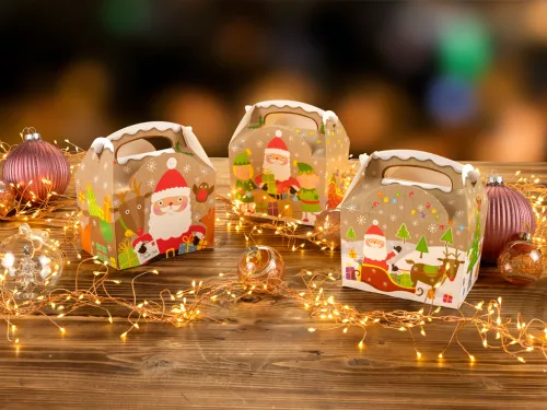 Pudełko z rączką MEAL BOX motyw świąteczny XMAS 152x100x102mm