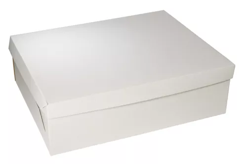 Kartonik na torty 45x37x15 cm tekturowy, składany z klapą biało-brązowy