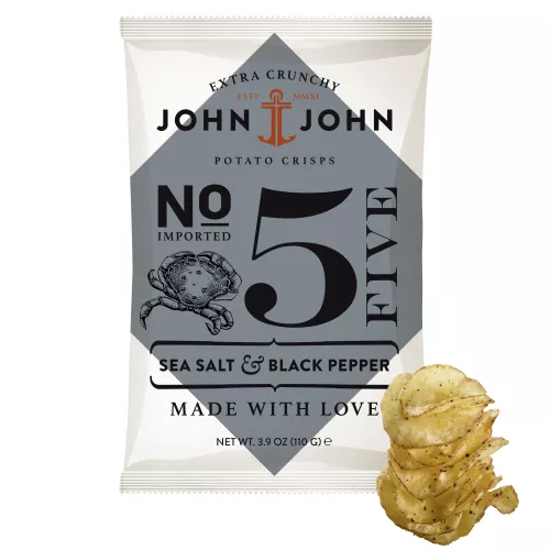 Naturalne chipsy John&John 110 g - No.5 SEA SALT & BLACK PEPPER