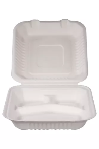 Menubox 3-dzielny z pulpy trzcinowej 230x230x80 mm
