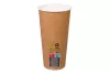Kubek papierowy 1-warstwowy kraft GREEN LEAF 500ml/22 oz śr. 90 mm (z logo żółw)
