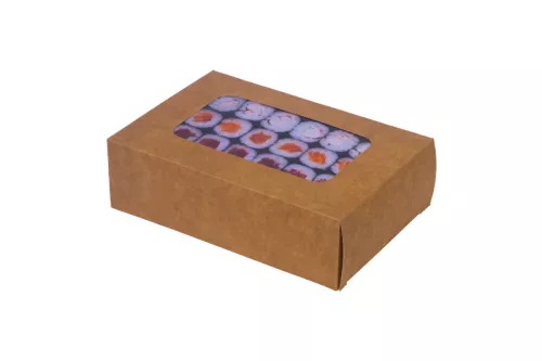 Pudełko papierowe 17x12x5cm (HP03) eco/kraft 'szuflada' z okienkiem do sushi, ciast i nie tylko