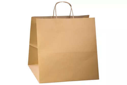 Torba papierowa klockowa 360x330x310 mm brązowa eco/kraft uchwyt skręcany - polecane do Sushi