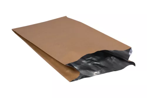 Torba papierowa 33x18x6,5 cm fałdowa brązowa / kraft powlekana aluminium
