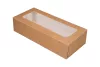 Pudełko papierowe 22×10×5 cm (HP02) barierowe kraft z okienkiem do sushi, ciast i nie tylko