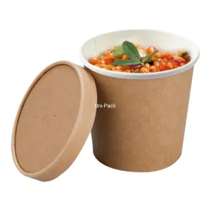 Kompostowalna pokrywka do pojemnika na zupę 750/900ml brązowa