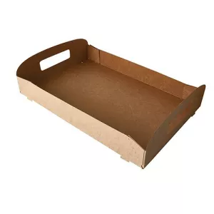 Pudełko do cateringu L 55,7x37,6x8 cm z okienkiem z PLA do tacy cateringowej L
