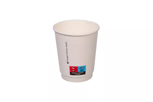 Kubek papierowy premium 200ml śr. 80 mm 2-warstwowy biały (z logo żółw)
