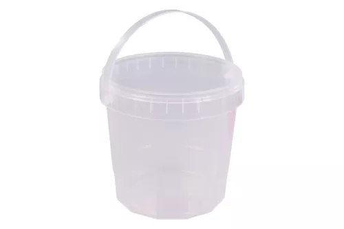 Wiadro 1l okrągłe transparentne z plombą M406, rączka plastikowa