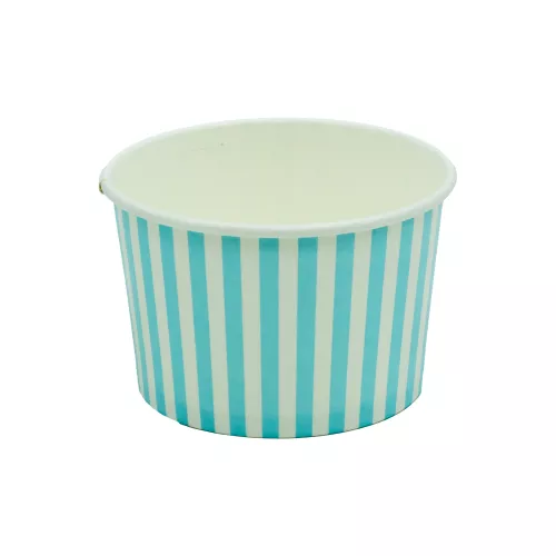 Pojemnik papierowy na lody i desery 200ml candy – niebieski, paski