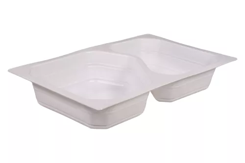 Kontener PP 1/4 GN 265x162x43 mm 630/500 ml 2-Komorowy, biały (Duni 757210)