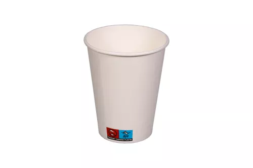 Kubek papierowy 1-warstwowy biały 300ml/12 oz śr. 90 mm (z logo żółw)
