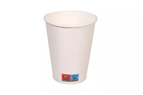 Kubek papierowy 1-warstwowy biały 300ml śr 90 mm (z logo żółw)