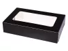Pudełko papierowe 24×15×5 cm (HP09) barierowe czarne z okienkiem do sushi, ciast i nie tylko