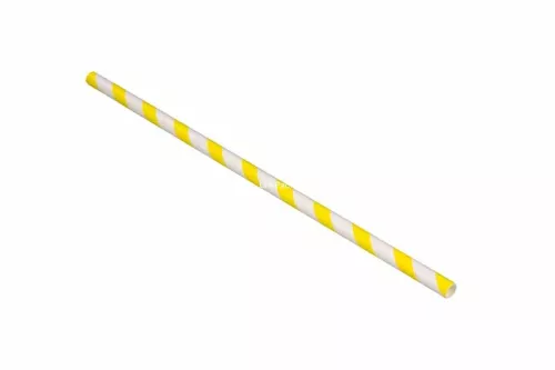 Słomka papierowa w paski biało/żółte śr. 6mm, dł. 20,3cm