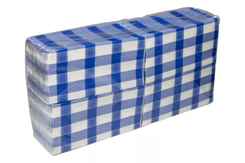 Serwetka AIRLAID niebieska krata 1-w 40x40 cm w składce 1/8 flizelinowa