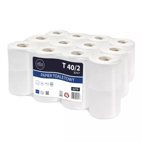Papier toaletowy Ellis Professional, 40m, biały 2W celuloza (24 rolki)