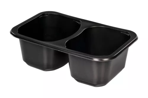 Pojemnik obiadowy 2-dzielny 300/300 ml 178x113x60 mm Mała Dieta PP czarny do zgrzewu