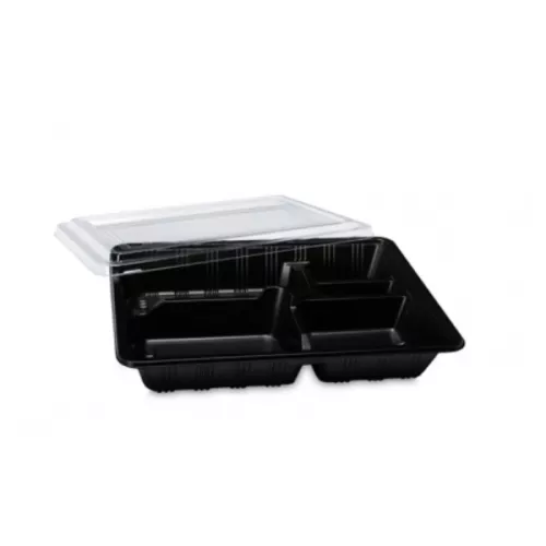 Opakowanie na sushi / lunch box, 5-komorowe 293x220x47+15 mm (HP72) komplet