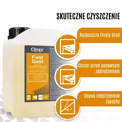 Preparat do usuwania wszelkich tłustych zabrudzeń Clinex Fast Gast 5L