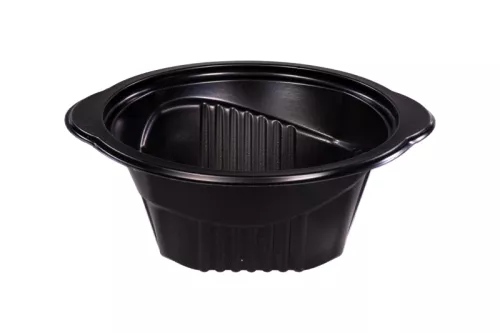 Miska czarna 500ml do dań gorących żebrowana