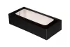 Pudełko papierowe 22×10×5 cm (HP02) barierowe czarne z okienkiem do sushi, ciast i nie tylko