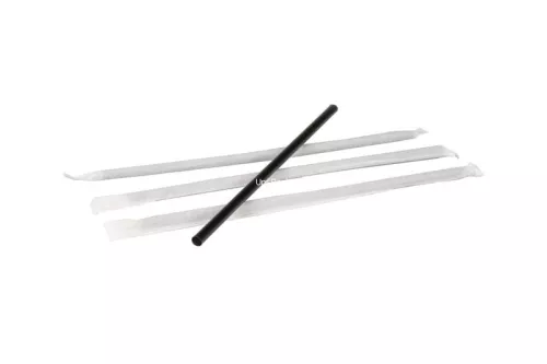 SŁOMKA PROSTA W PAPIERKU CZARNA ŚR. 6MM, DŁ. 210MM (500) (6000)