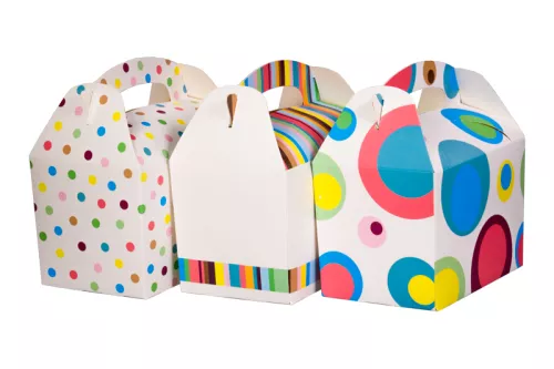 Pudełko z rączką MEAL BOX stripes & dots 152x100x102 mm