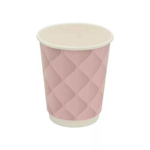 Kubek papierowy 2-warstwowy 'Kołderka' 300 ml śr. 90 mm RÓŻOWY (z logo żółw)