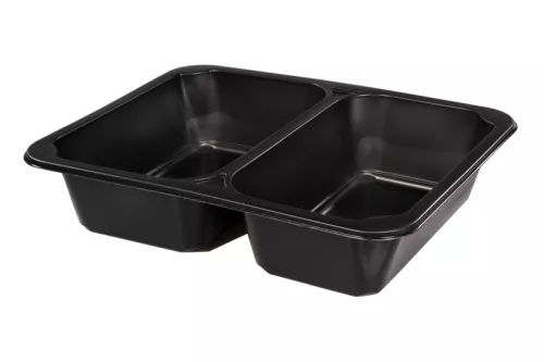 Pojemnik obiadowy 2-dzielny czarny 227x178x50 mm LITE 22G do zgrzewu