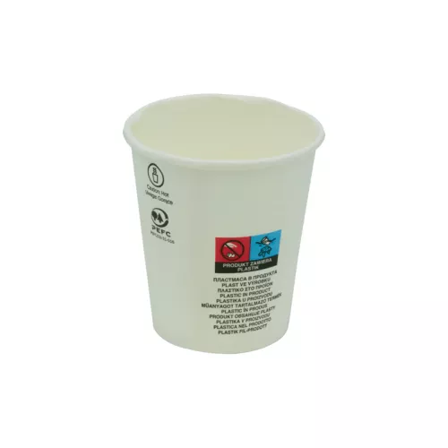 Kubek papierowy premium 200ml śr. 80 mm 1-warstwowy biały (z logo żółw)