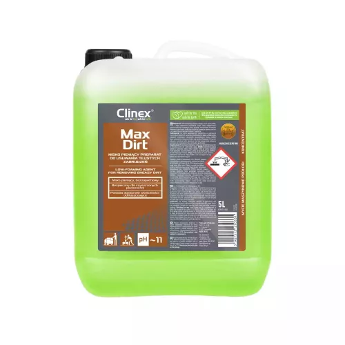 Clinex MaxDirt 5L - nisko pieniący preparat do usuwania tłustych zabrudzeń