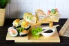 ! Taca dekoracyjna 5-stopniowa, drewniana na sushi i nie tylko