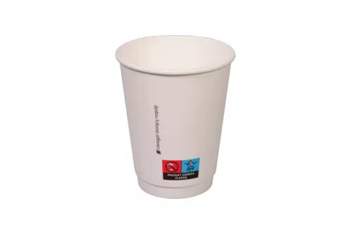 Kubek papierowy premium 300ml śr. 90 mm 2-warstwowy biały (z logo żółw)