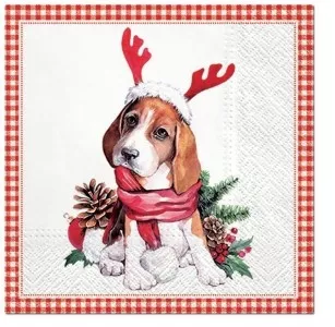 Serwetki papierowe świąteczne 33x33 cm SANTA DOG