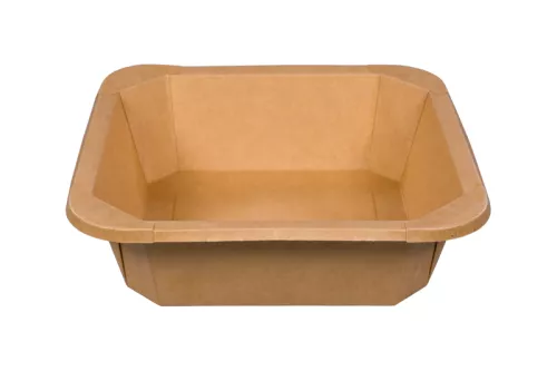 Papierowy pojemnik sałatkowy Stretto™ 1000 ml kwadratowy kraft 179x179x50 mm