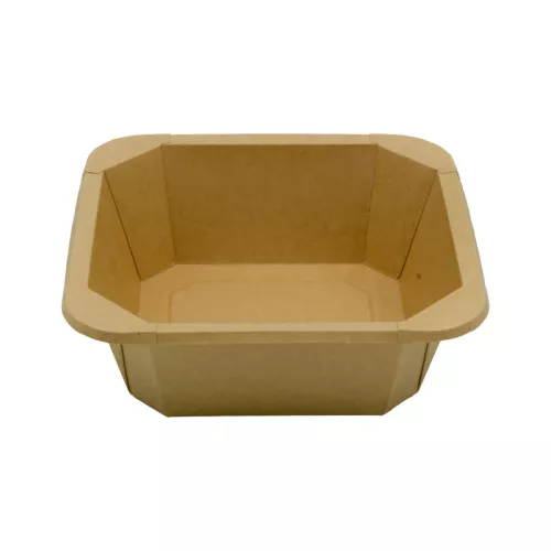 Papierowy pojemnik sałatkowy Stretto™ 1200 ml kwadratowy kraft 176x176x62 mm