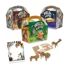 Pudełko z uchwytem z motywem WILD LIFE + kartonowe figurki zwierząt (mix)