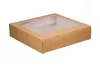 Pudełko papierowe 22x22x5cm (HP20) laminowane eco/kraft 'szuflada' z okienkiem do sushi, ciast i nie
