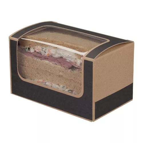 Prostokątne pudełko na kanapki 125 x 77 x 72mm czarny + kraft