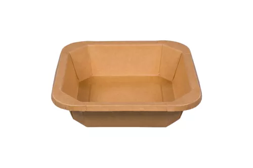 Papierowy pojemnik sałatkowy Stretto™ 400 ml kwadratowy kraft 143x143x35 mm