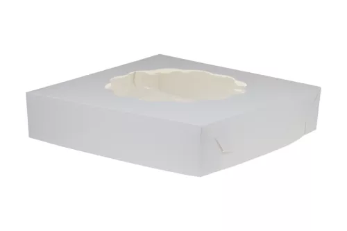 Kartonik na tort 32x32x14 cm biało-brązowy (spód)