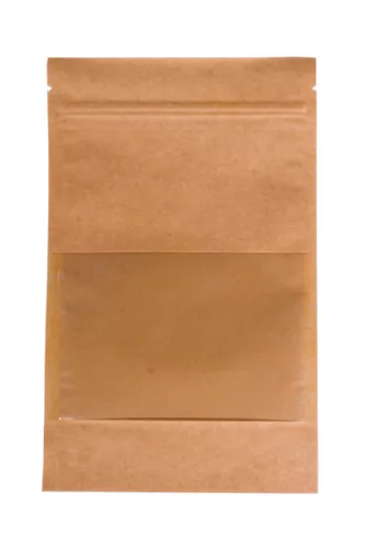 Torebka doypack 18x9x29 cm, strunowa z okienkiem, kraft