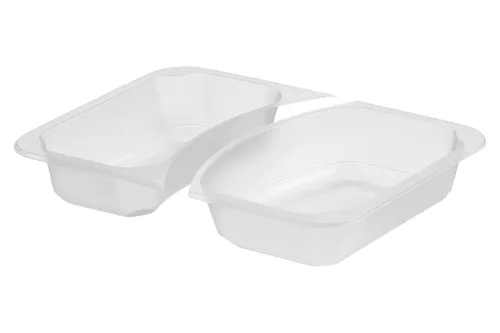 Pojemnik obiadowy 2-dzielny z perforacją, mleczny 227x178x40 mm PP do zgrzewu