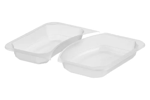 Pojemnik obiadowy 2-dzielny z perforacją, mleczny 227x178x30 mm PP do zgrzewu