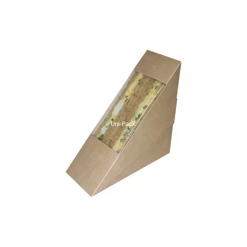 Trójkątne pudełko na kanapki 123x52x123mm brązowe