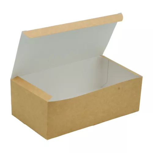 Pudełko kartonowe na kurczaka duże biało-brązowe 220x120x75 mm z wywietrznikiem