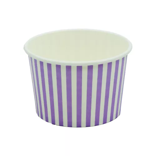 Pojemnik papierowy na lody i desery 250ml candy – lila, paski